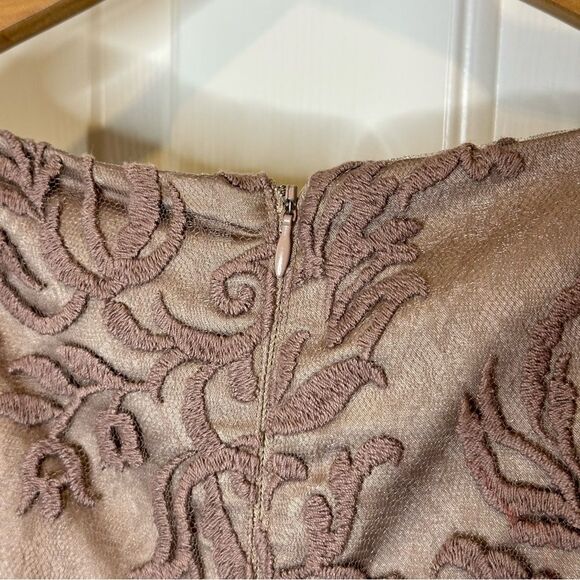 Adrianna Papell Mocha Brown Floral Lace Soutache Dress Sz 6 - Picture 6 of 9